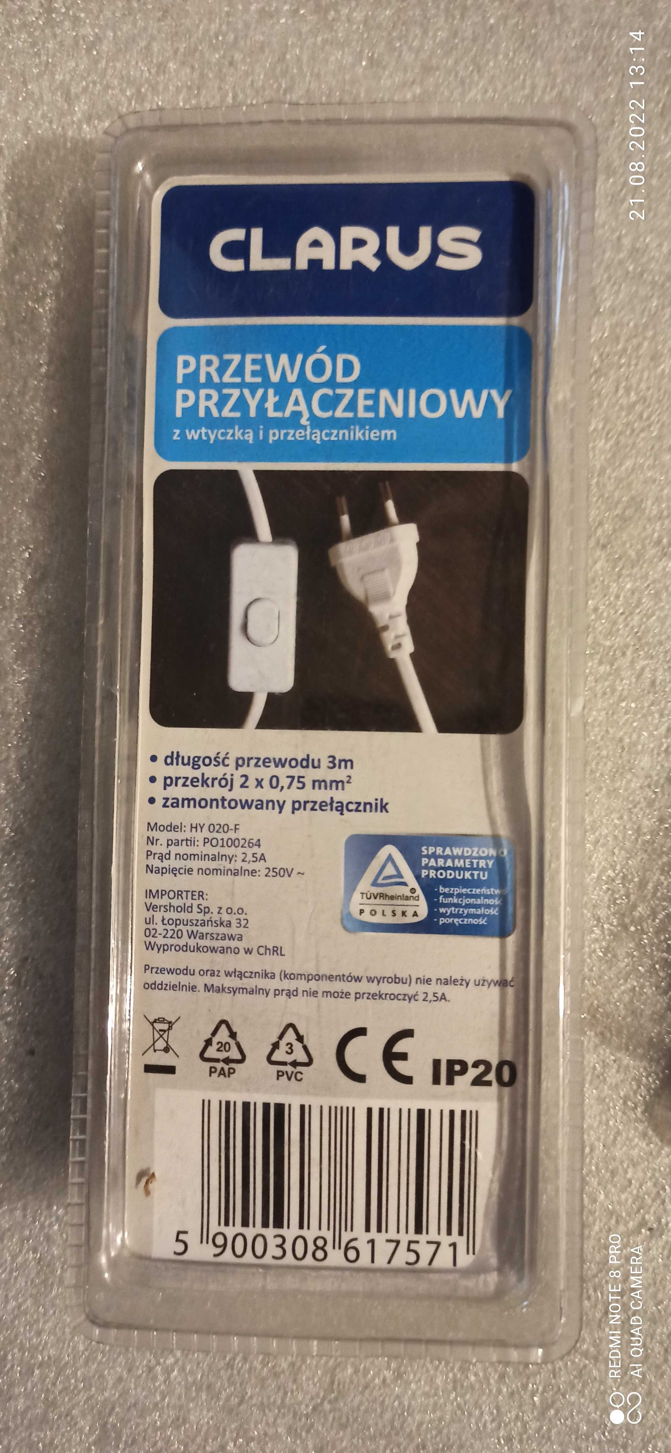 Przewód przyłączeniowy 3m z włącznikiem