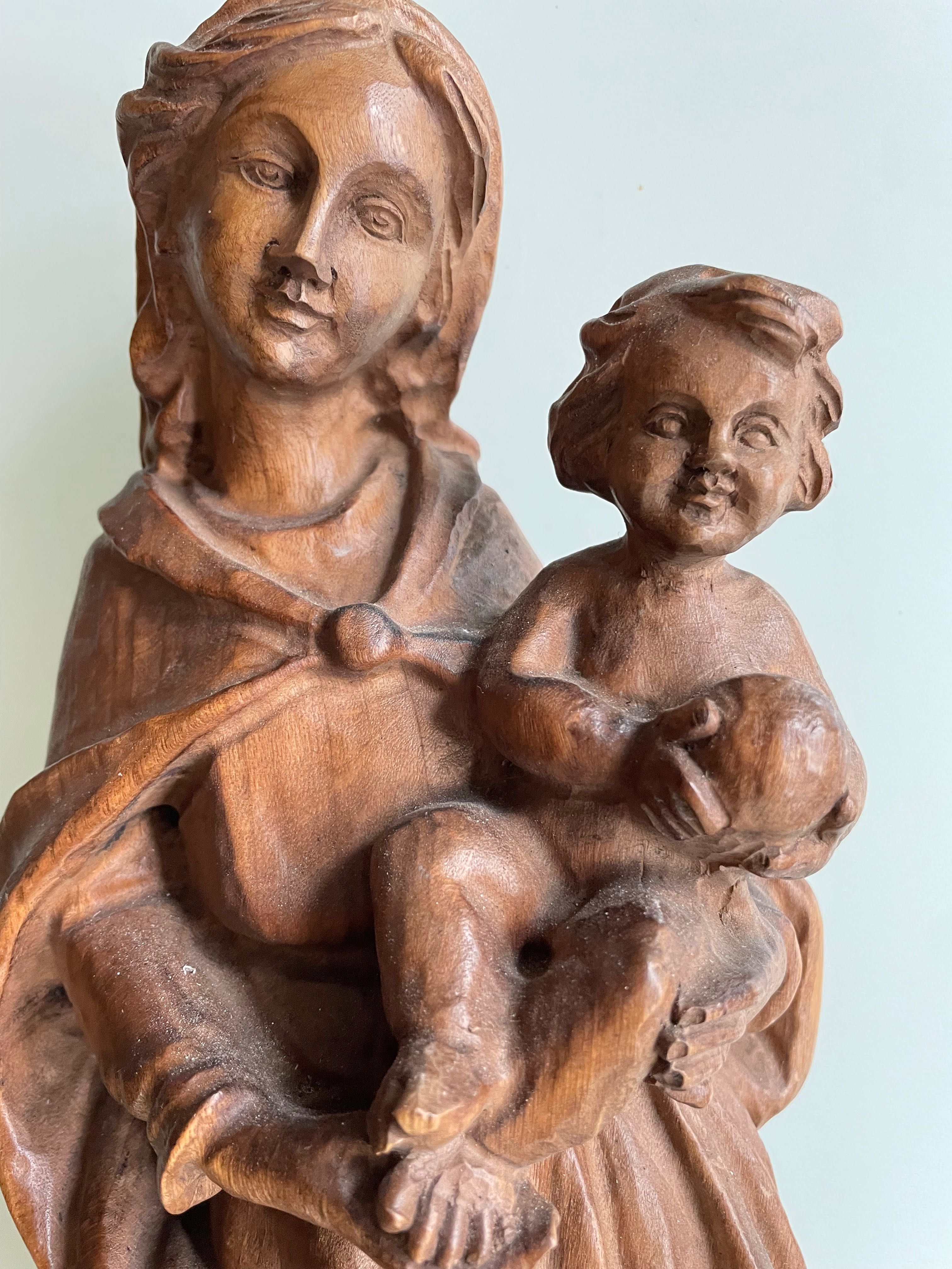 Madonna z Jezusem Maryja rzeźba drewno