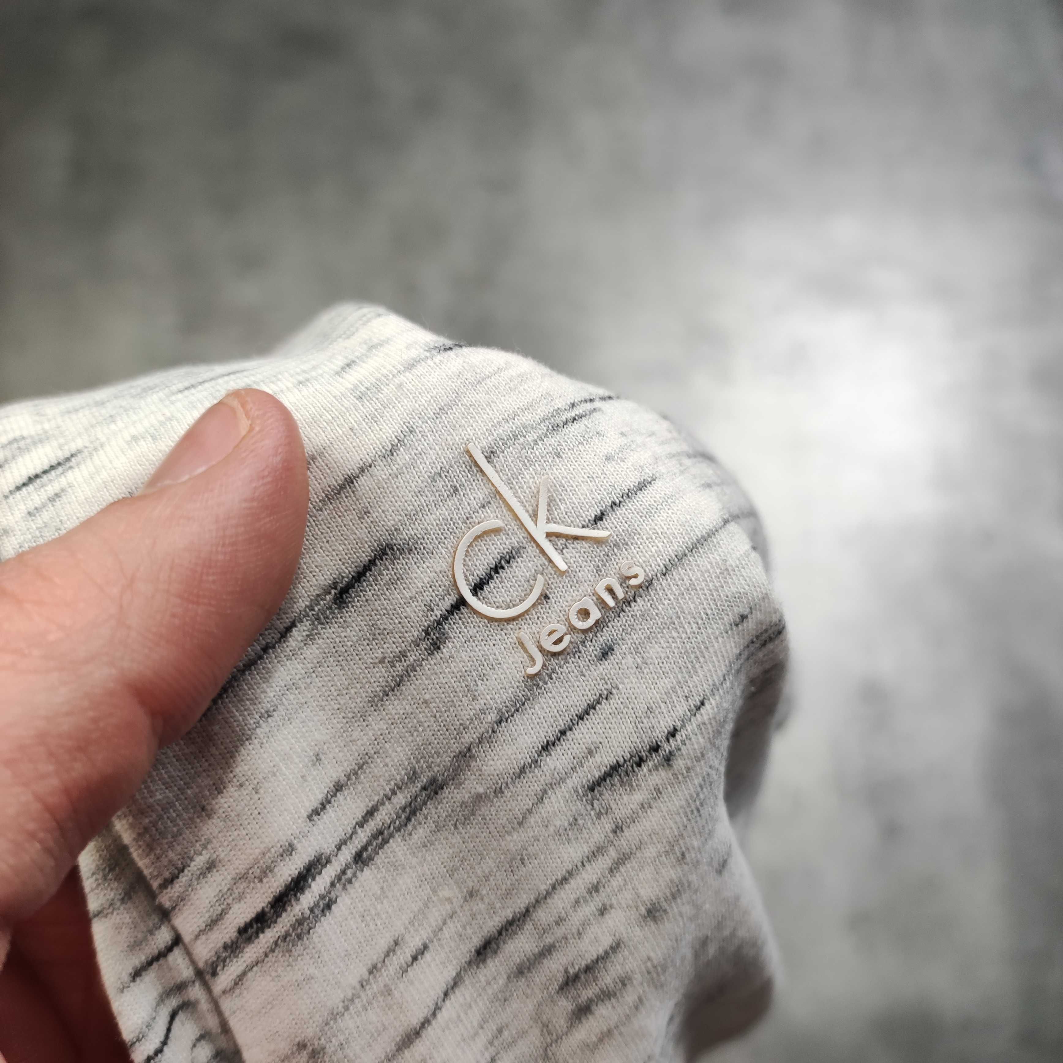 MĘSKA Koszulka Elegancka PREMIUM Szara Małe Logo CK Calvin Klein Jeans