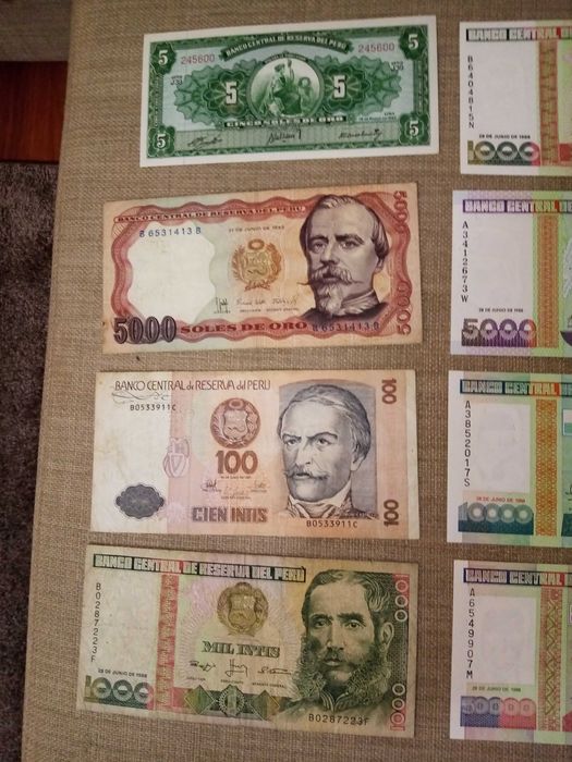 PERU 12 Notas 9 NÃO CIRCULADAS 8 da mesma Série 1 não, 3 em BEM CONSER
