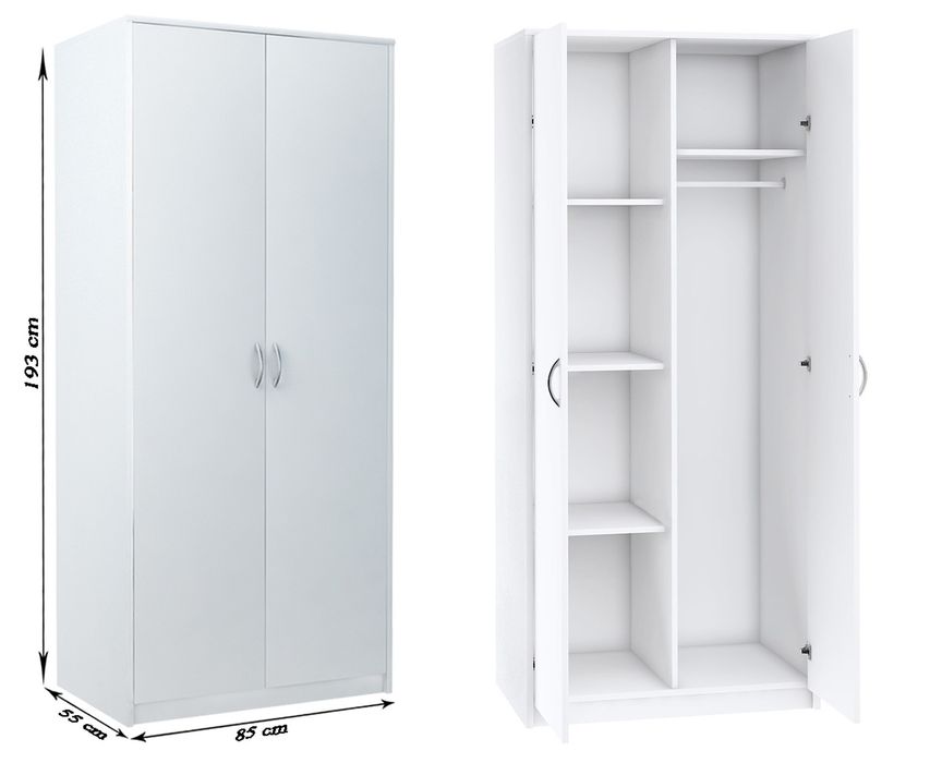 Nowa biała szafa z półkami i drążkiem 193x85x55 -  OD RĘKI!!!