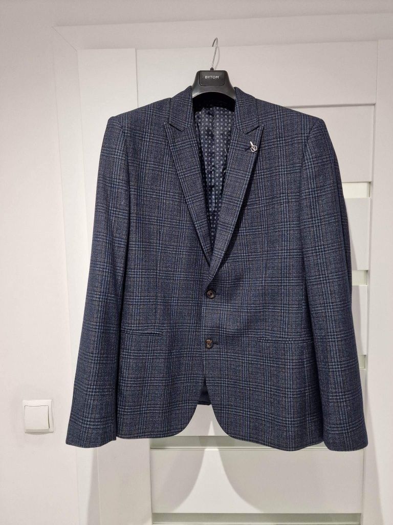 Granatowa marynarka męska w kratę Medicine XL slim fit