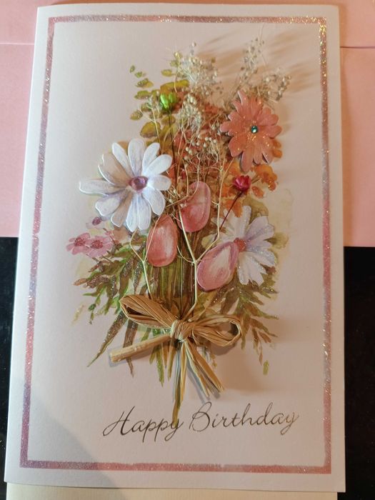 Открытки ручной работы флористические цветы с конвертом 14 на 21 см.