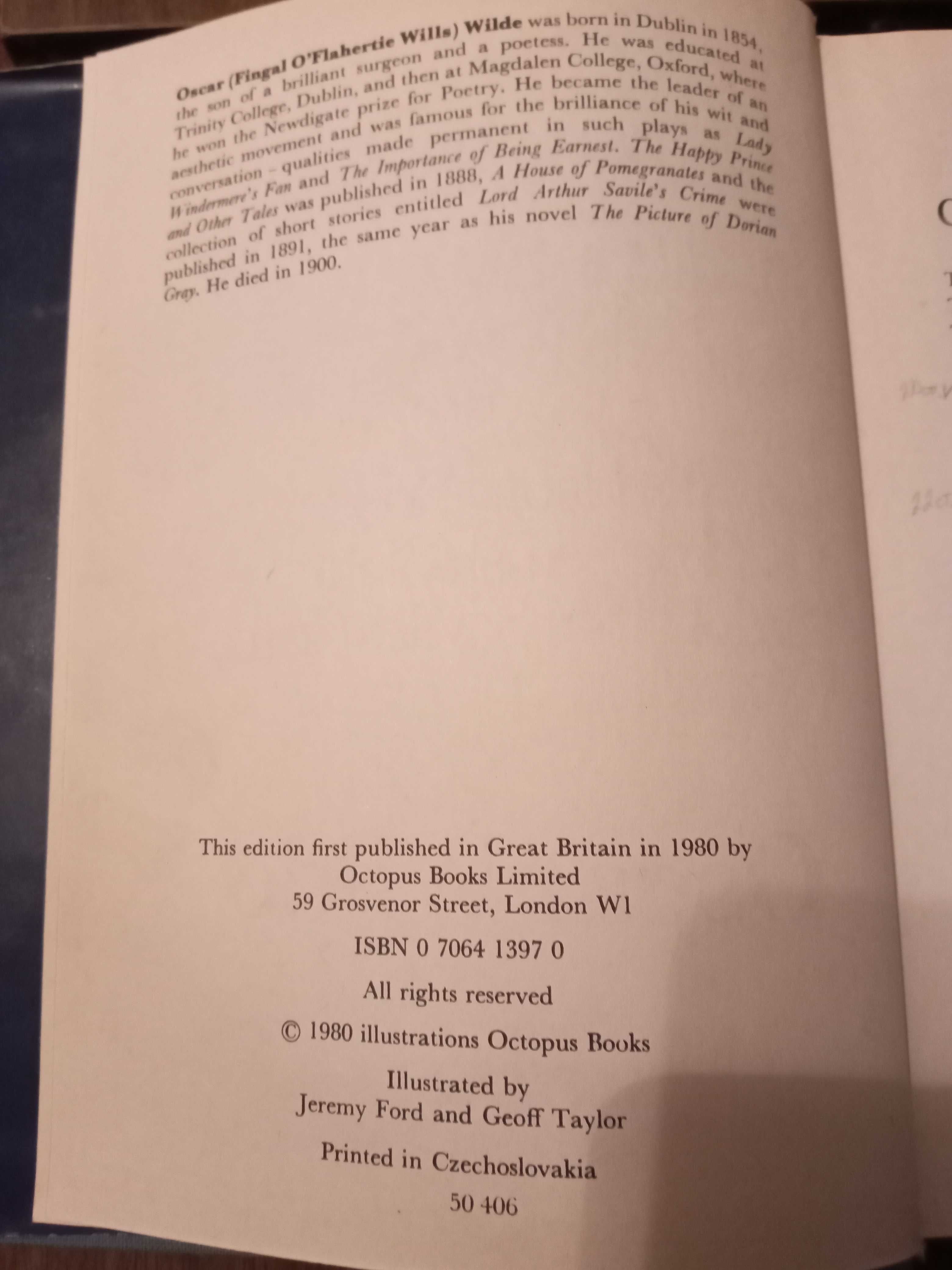Оскар Уайлд на английском языке, напечатана в Чехословакии