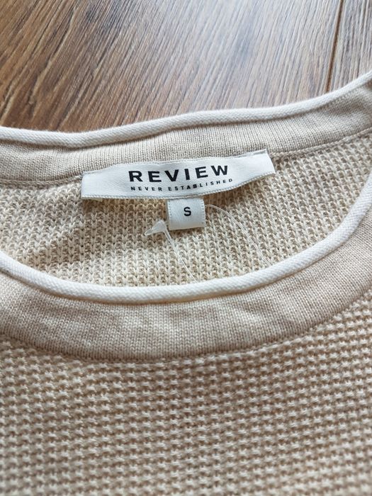 S Review sweter męski bawełniany sweterek beżowy 100% cotton 
Nowy pow