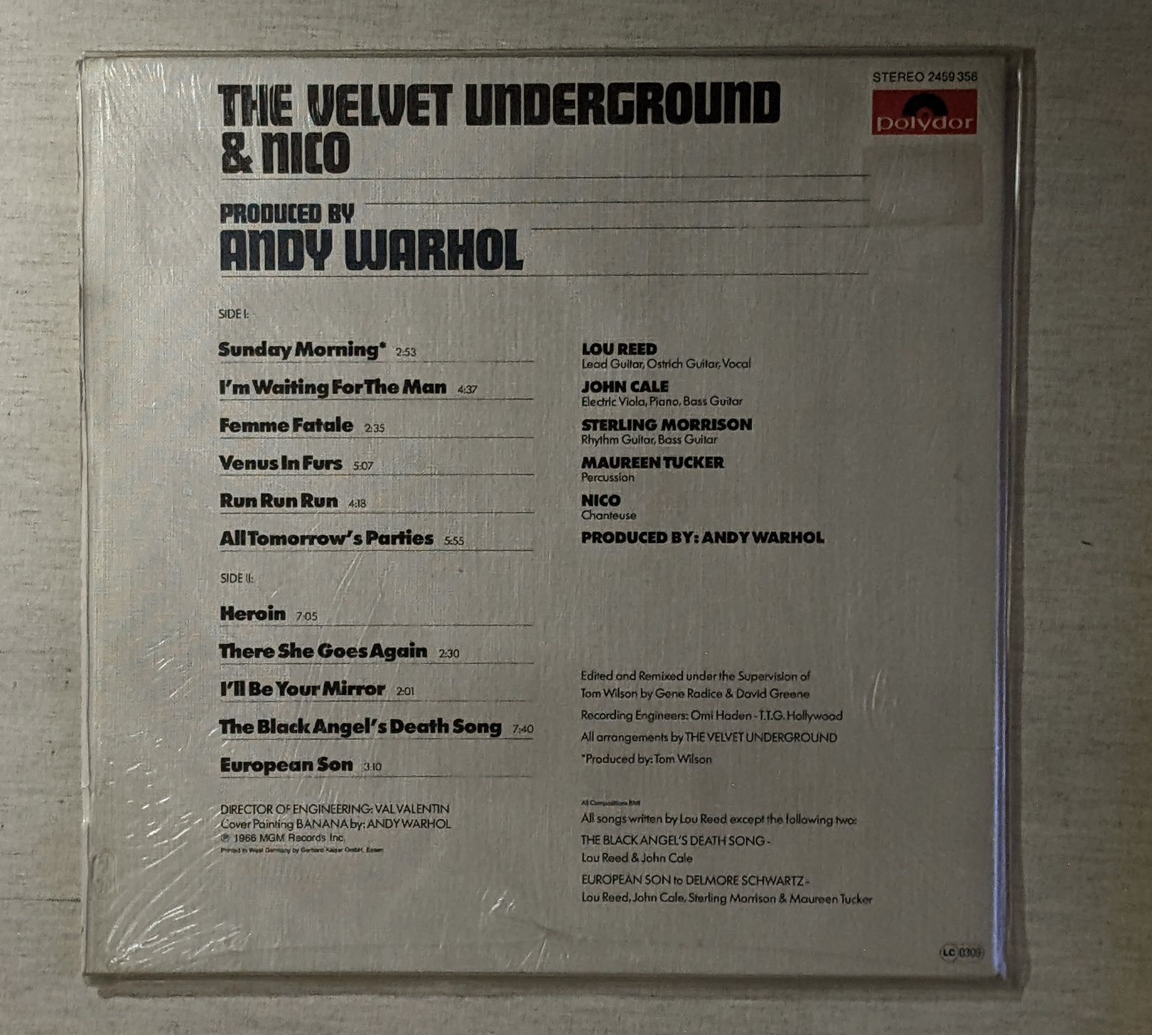 The Velvet Underground Andy Warhol vinyl, вініл платівка