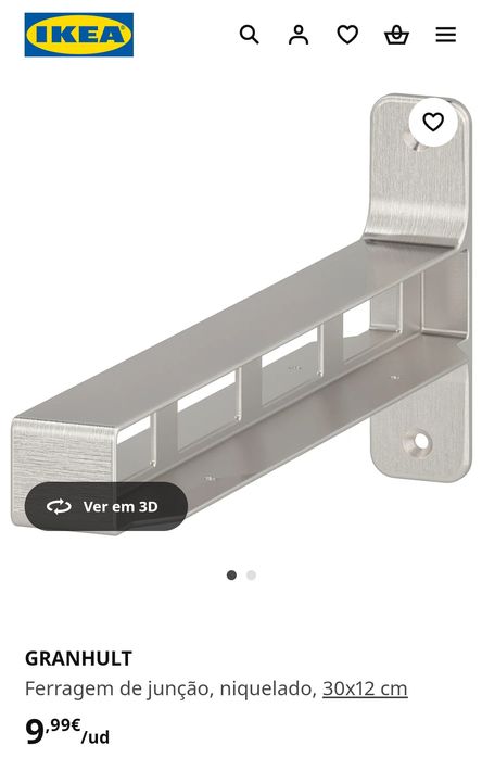 Ikea GRANHULT conjunto de 3 suportes 30x12 cm
Suporte, niquelado, 30x1