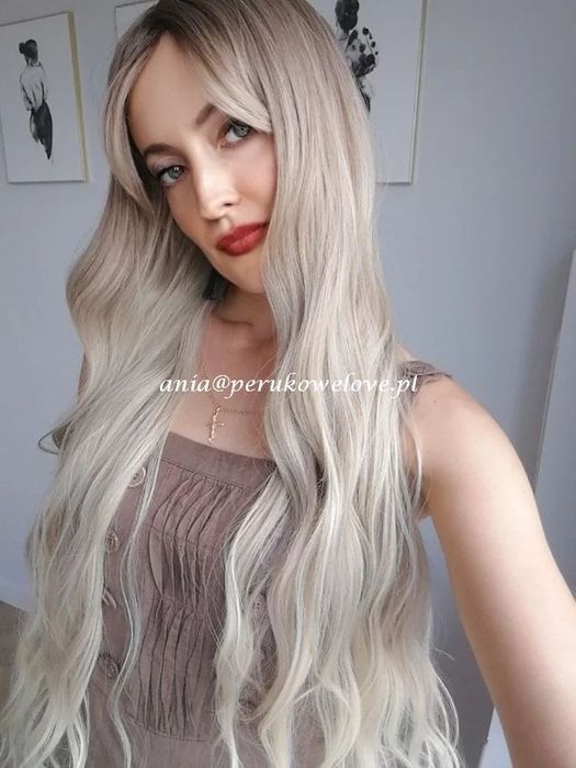 Peruka BLOND ombre długie włosy na co dzień jak naturalne