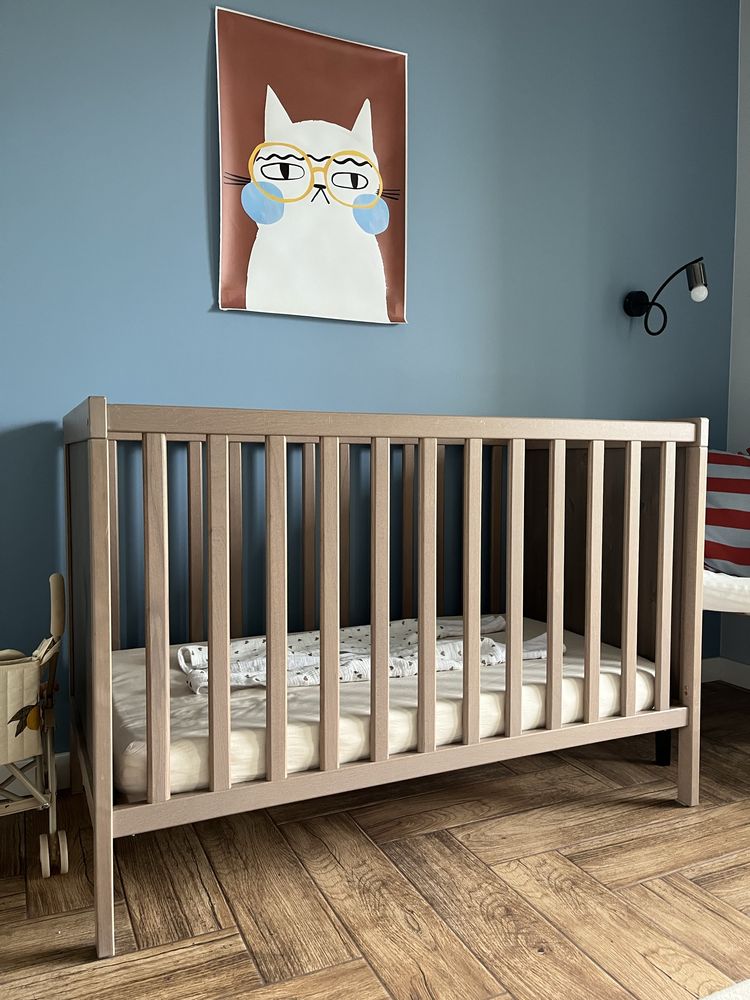 Łóżeczko niemowlęce dziecięce Ikea 120x60 drewno vintage brown unikat