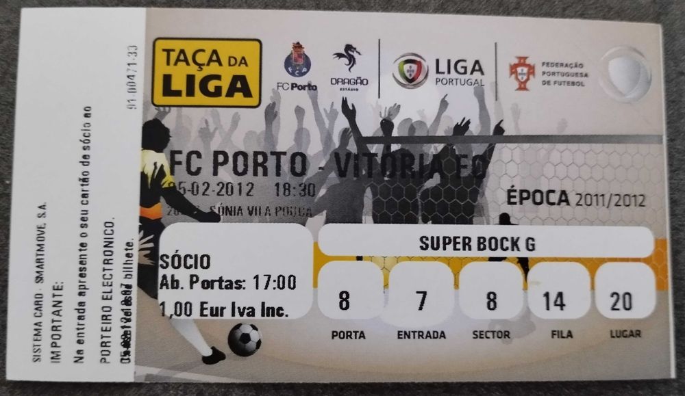 3 Bilhetes Antigos de Taça da Liga