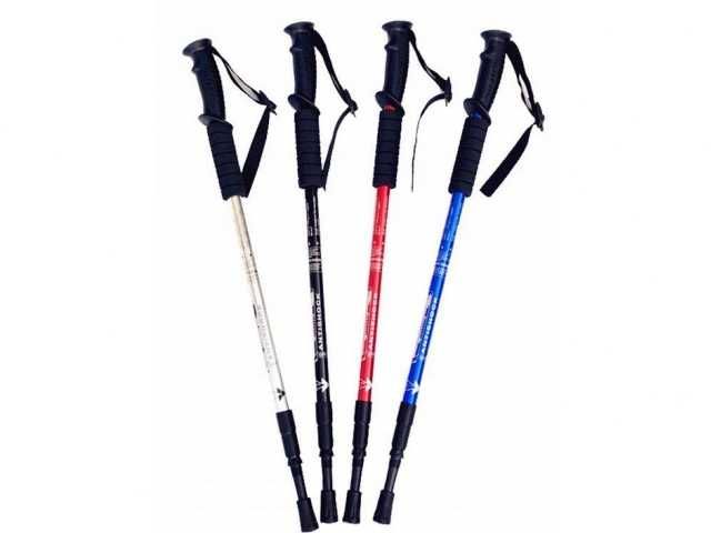 Kijki Trekkingowe 135cm Nordic walking z kompasem kolor SREBRNE