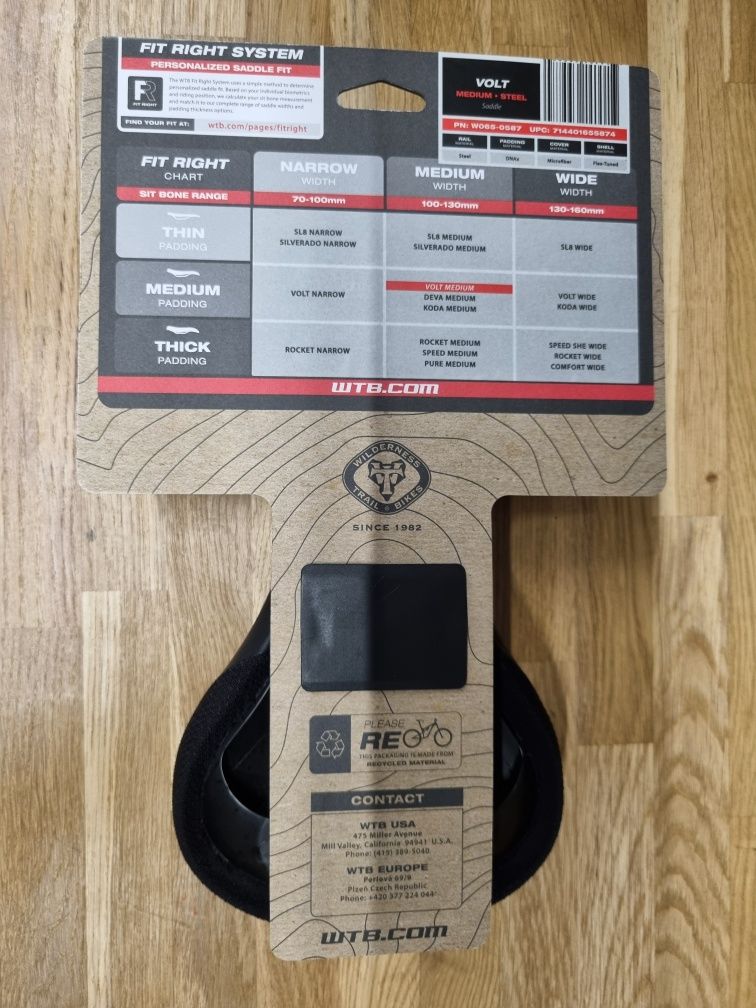 Siodełko WTB Volt Medium Steel 142 x 265mm