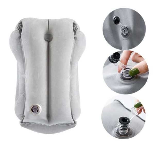 Dmuchana poduszka podróżna – do samolotu, samochodu, wygodna do spania