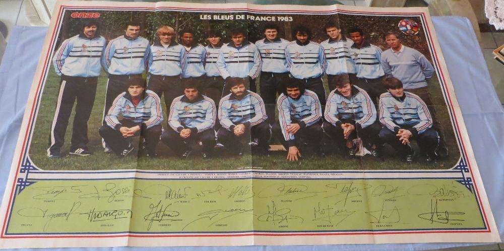 Poster Des Bleus de France 1983 c/ assinatura todos jogadores