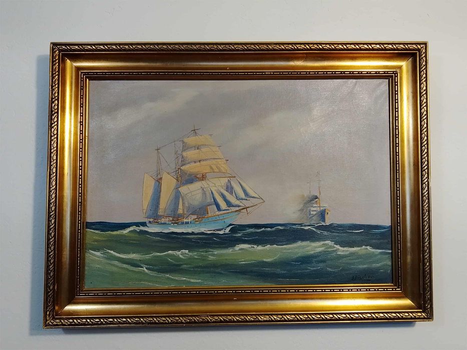 Stary obraz na płótnie EDMUND FISCHER (1913- 1944)