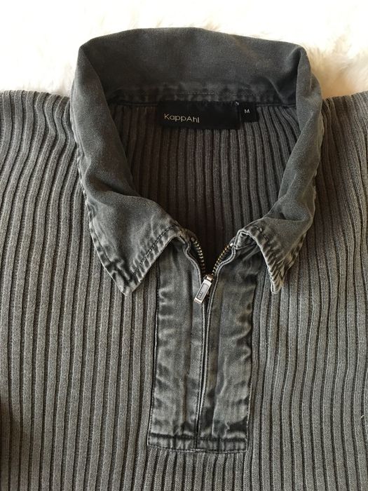Męski Kardigan sweter t-shirt Kappahal prążkowany kołnierz zamek M-L