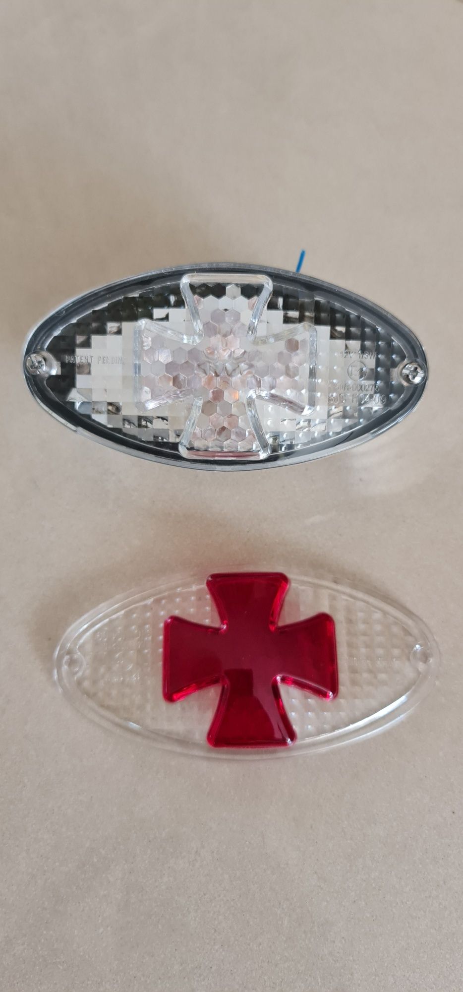 Задний фонарь мото, мальтийский крест + сменное стекло. Для тюнинга.