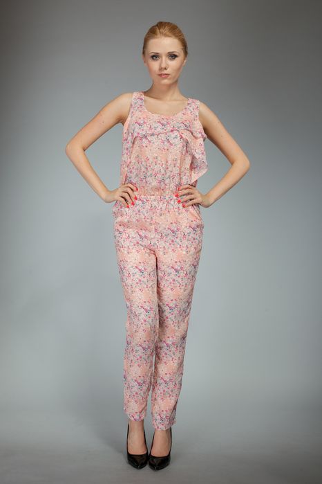 Kombinezon Letni Boho W Kwiaty Różowy Casual Emamoda L 40