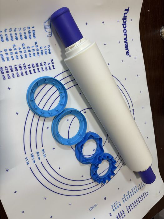 Набор скалка с кольцами насадками + подложка синяя Tupperware Тапервер