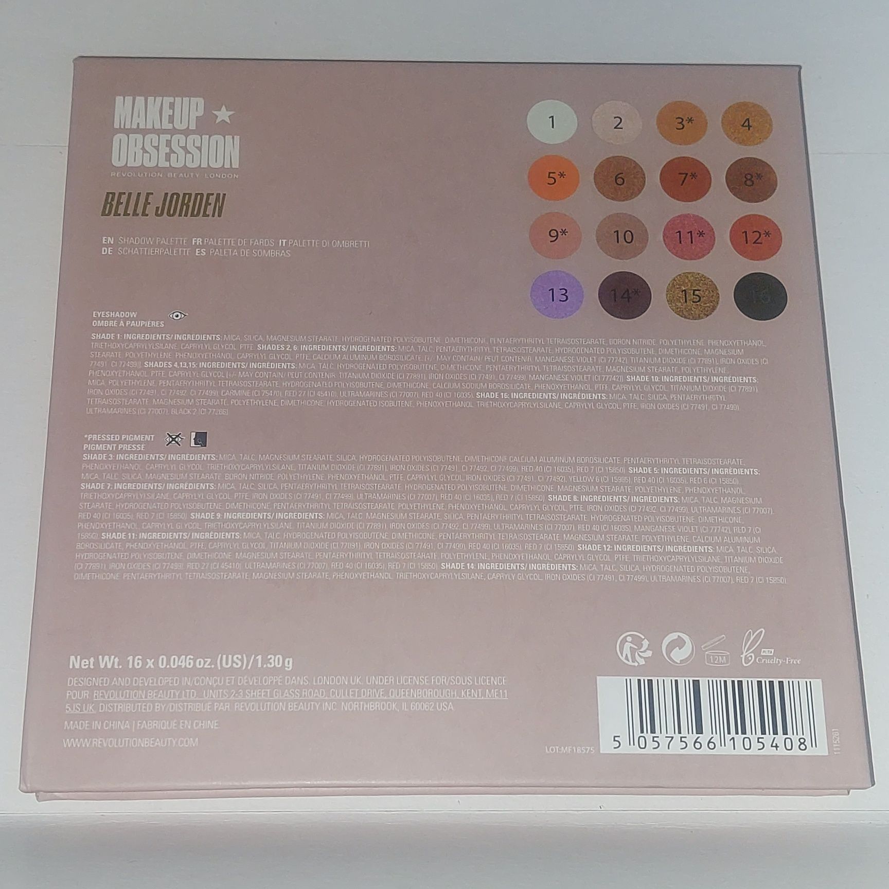 1zł Wysyłka Duza paleta 16 cieni Revolution Obsession+lusterko TANIO