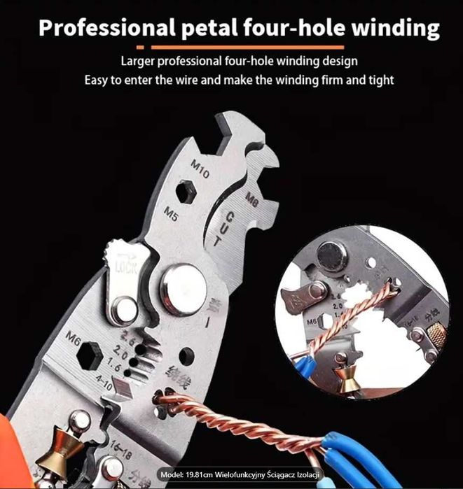 Uniwersalny ściągacz izolacji kabli elektrycznych, cięcia kabli