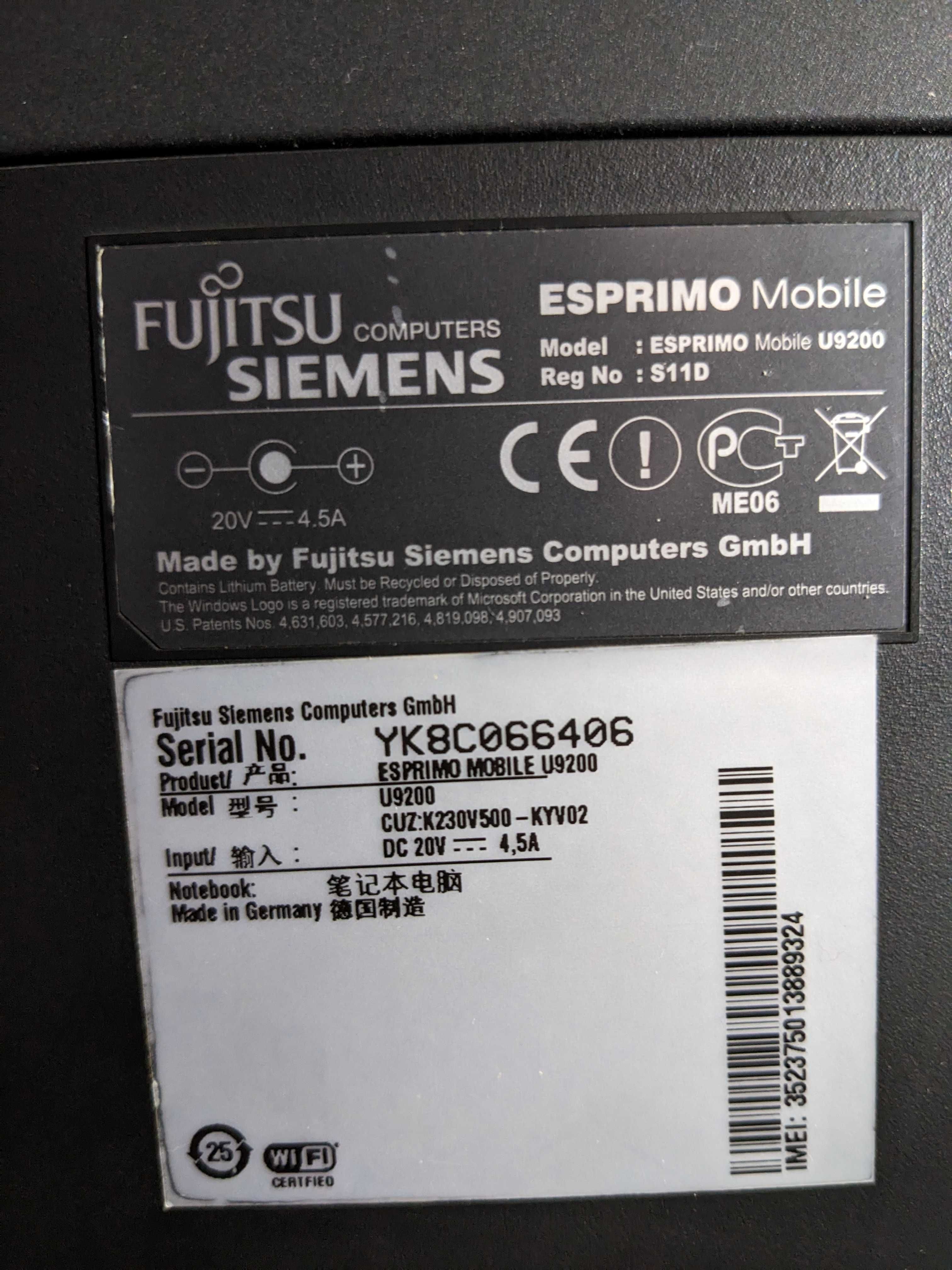 Ноутбук Fujitsu-Siemens ESPRIMO Mobile U9200 Win 10 4Гб/SSD 250 Гб