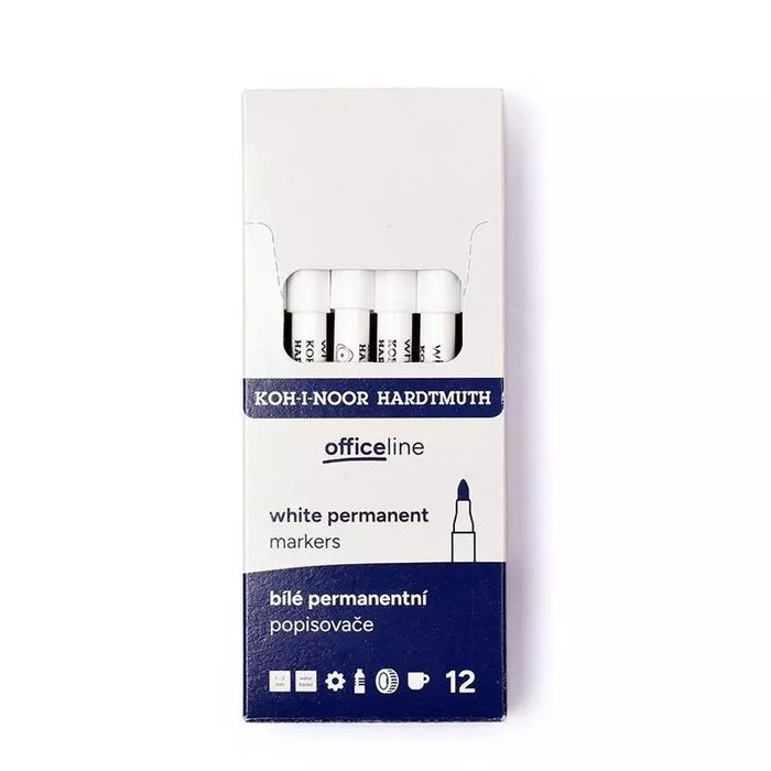 Marker permanentny biały (12szt). Koh-I-Noor. Nowy Produkt