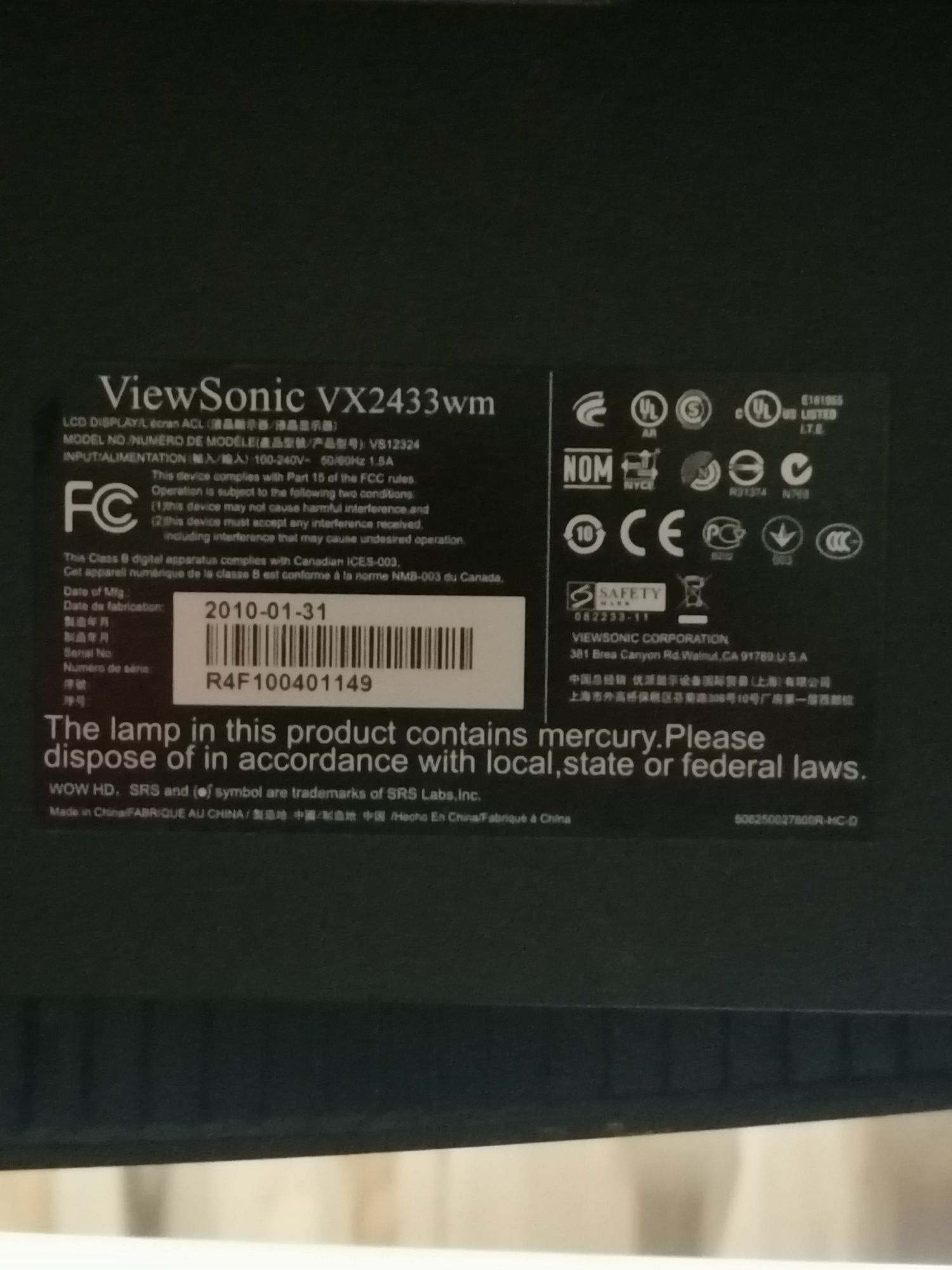Монитор 23.6 ViewSonic