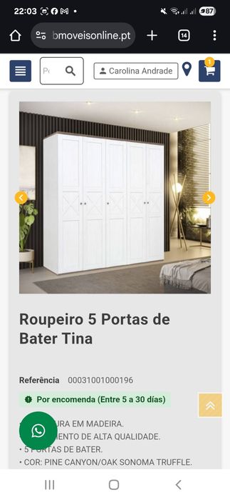 Roupeiro de 5 portas novo
