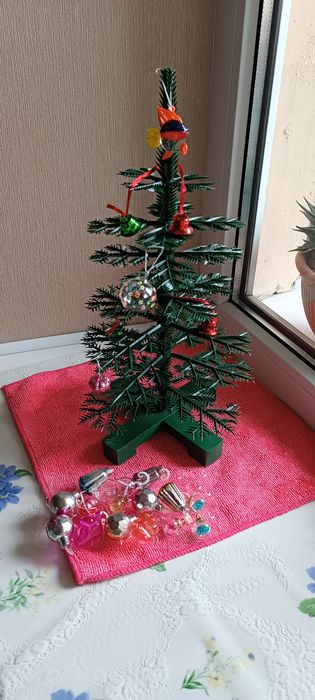 Раритетная Мини ёлочка СССР 32 см с игрушками