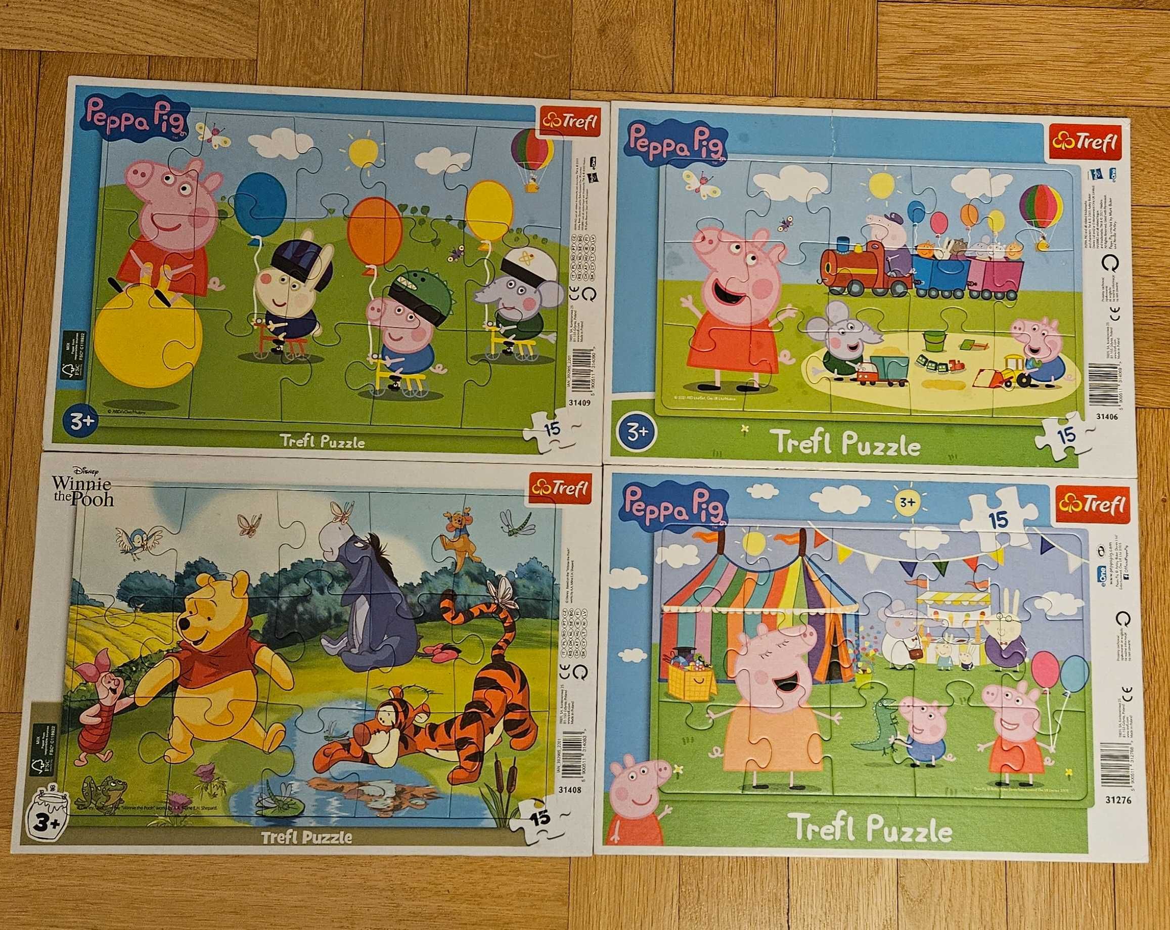 Puzzle świnka Peppa, Kubuś Puchatek 3+