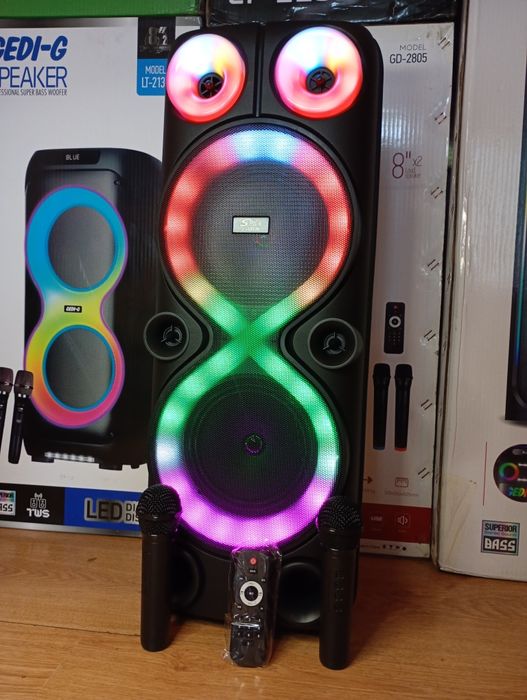 Караоке акустика Atlanfa-82(Bluetooth,SD,USB,FM) пультДУ, 2микрофона.