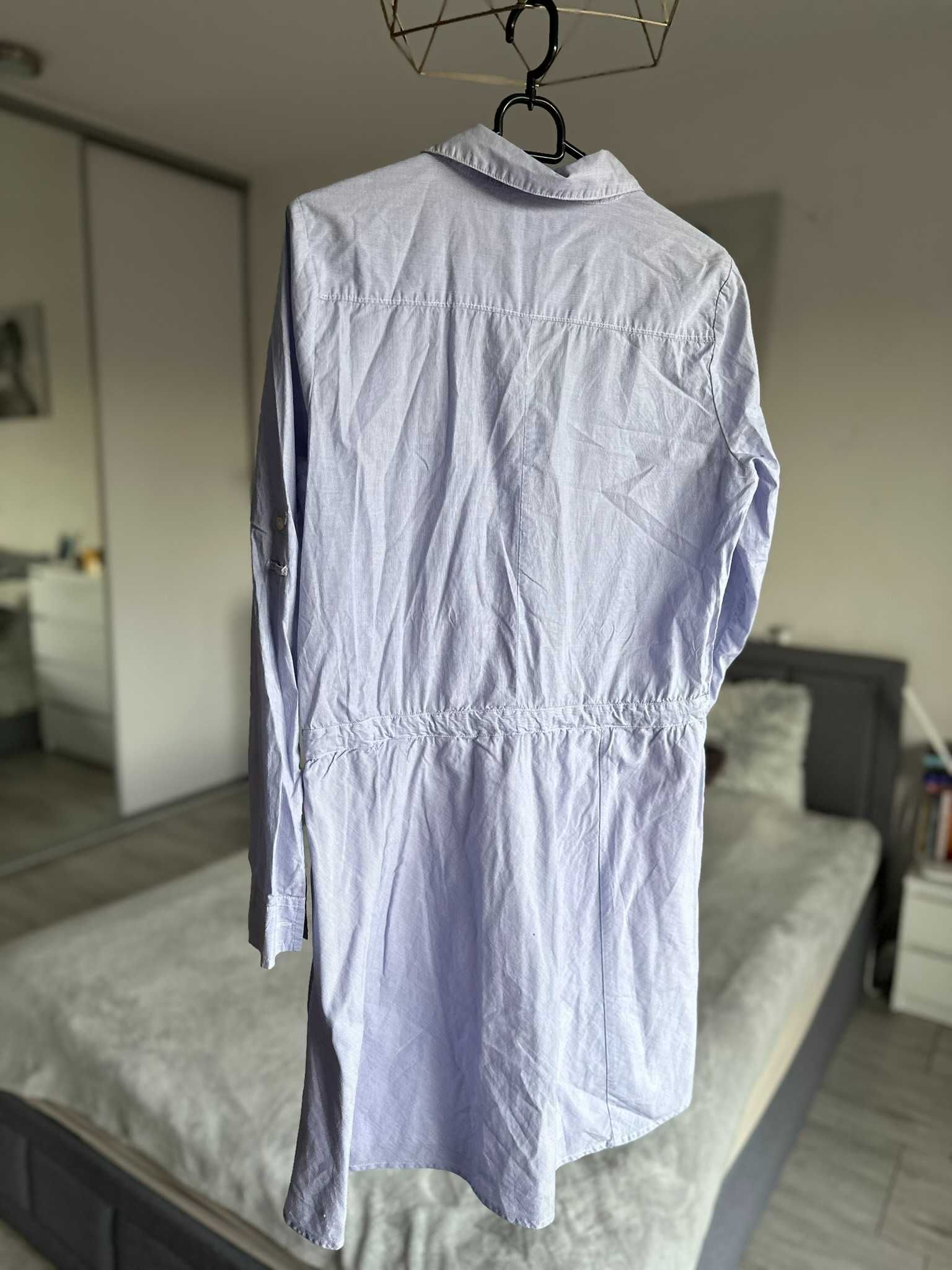 Niebieska sukienka oversize paski kołnierzyk GAP 100% bawełna