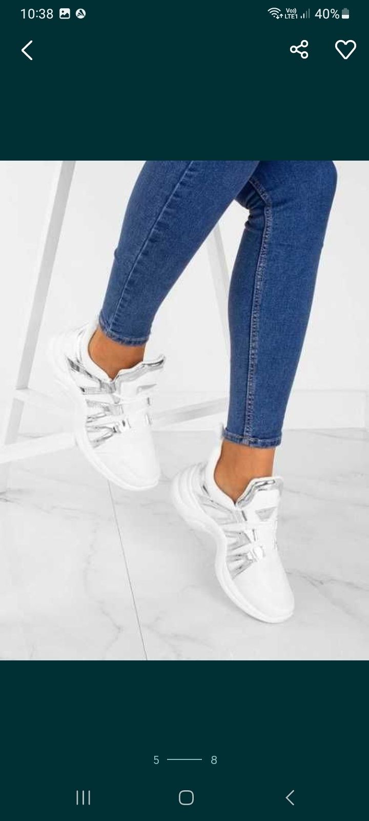 Sneakersy, adidasy białe że srebrnym r 38
