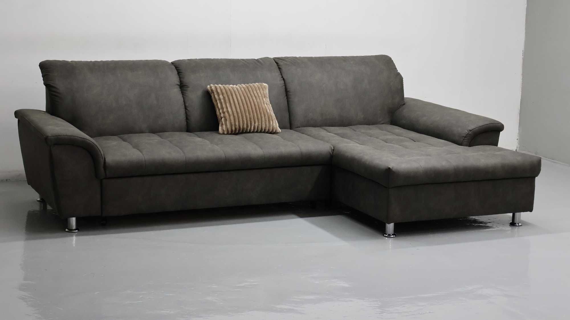 TCG NOWY NOWOCZESNY NAROŻNIK funkcja spania kanapa tkanina SZARA SOFA