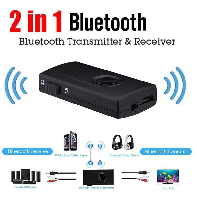 Receptor & Transmissor Áudio Bluetooth USB Jack 3.5mm p/ TV, PC, Carro