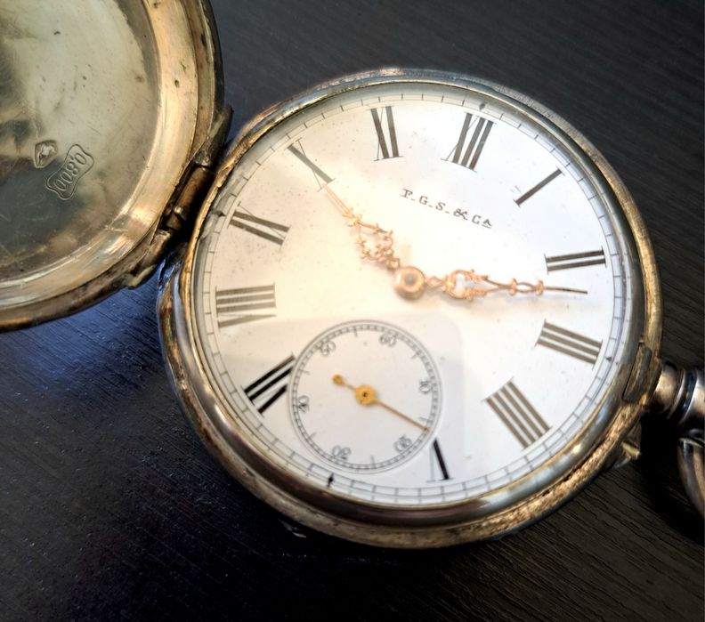 Relógio de bolso antigo em prata F.G.S. & co