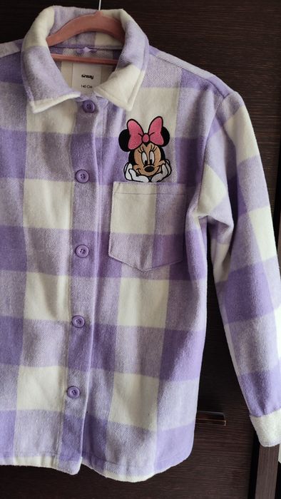 Kurtka koszulowa w kratę dziewczęca 140 Myszka Minnie