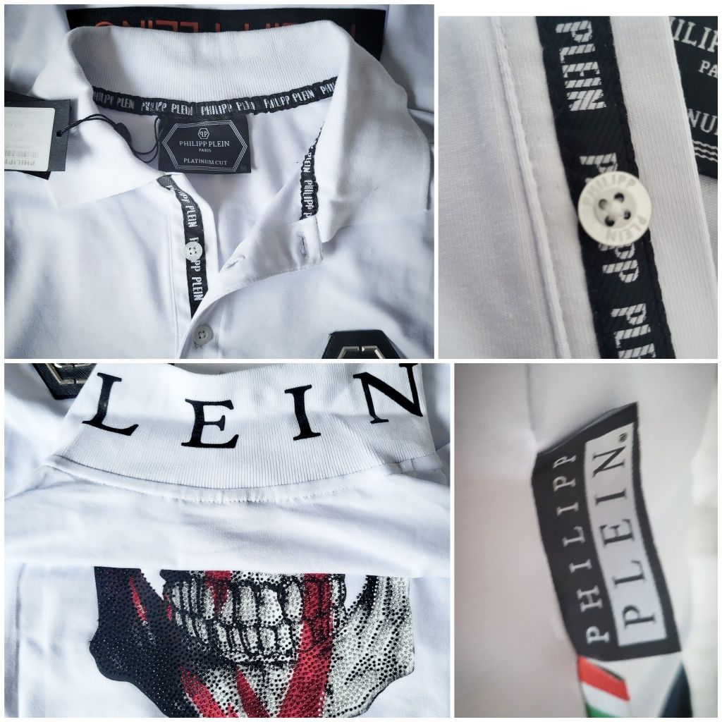 Philipp Plein koszulka polo  motyw SKULL  biała