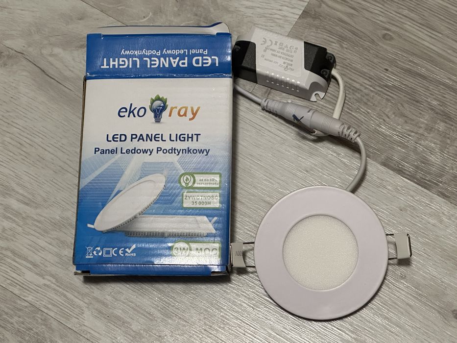Oswietlenie panel Led podtynkowy okragły 4000K 3W Lampka