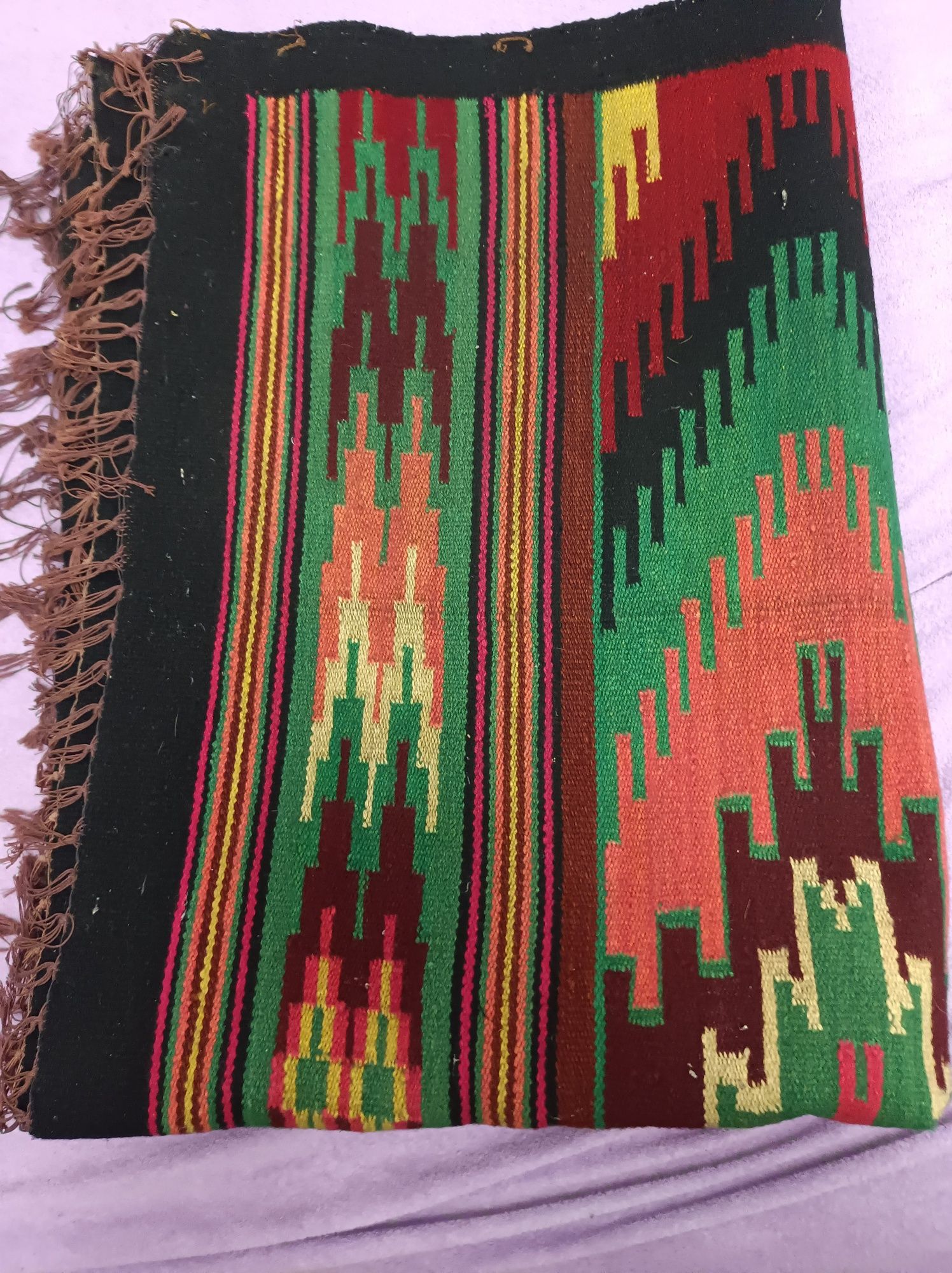 Huculski wełniany kilim.Etno ,folk.Rękodzieło.Antyk.