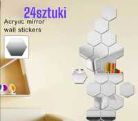 24szt naklejka lustro hexagon przyklejane lusterka duże dekoracja hit