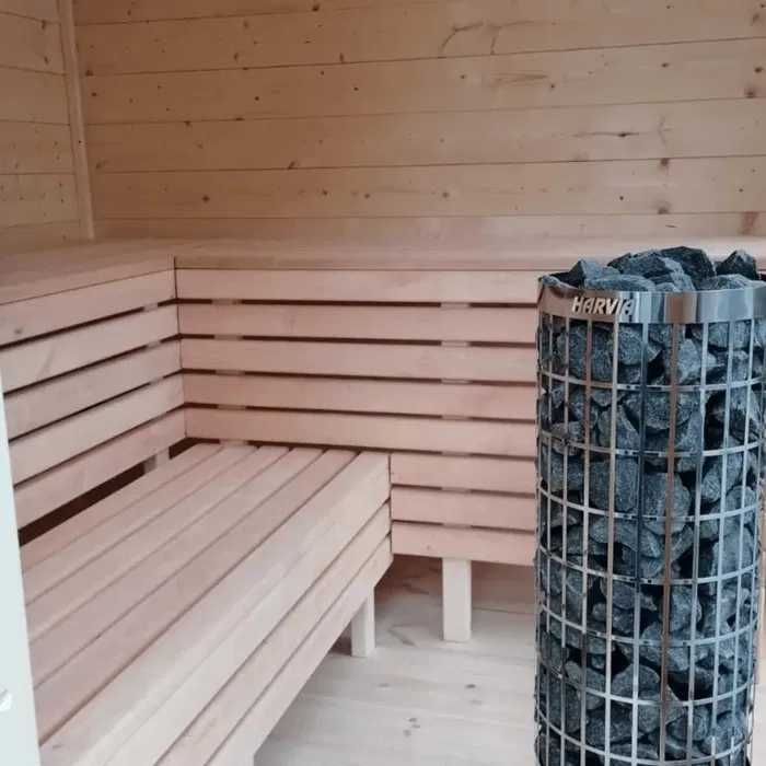 SAUNA zewnętrzna OGRODOWA 2,5x2,3 m Ocieplona +Piec + Witryna