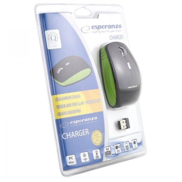 Mysz bezprzewodowa2.4GHZ 4D OPT. USB CHARGER zielona