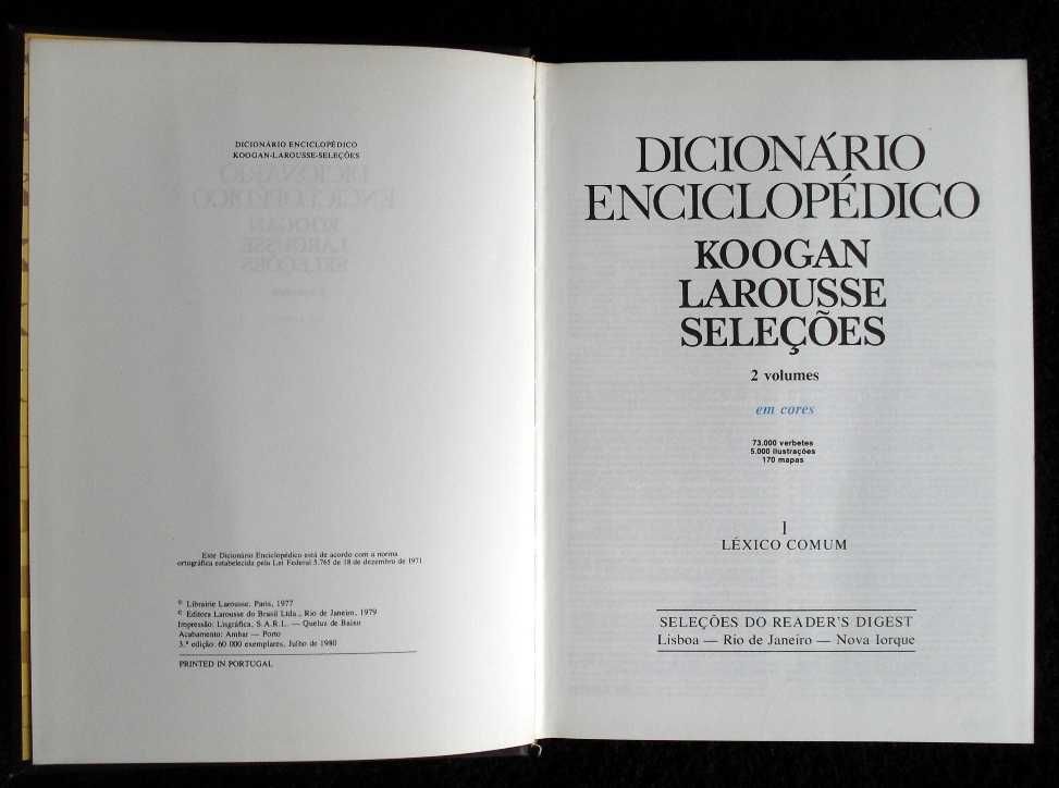 Dicionário Enciclopédico Koogan Larousse 3 volumes a cores Seleções