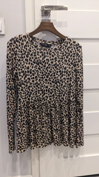 Bluzka sweterek bluza panterka baskinka falbana oversize cętki luźna