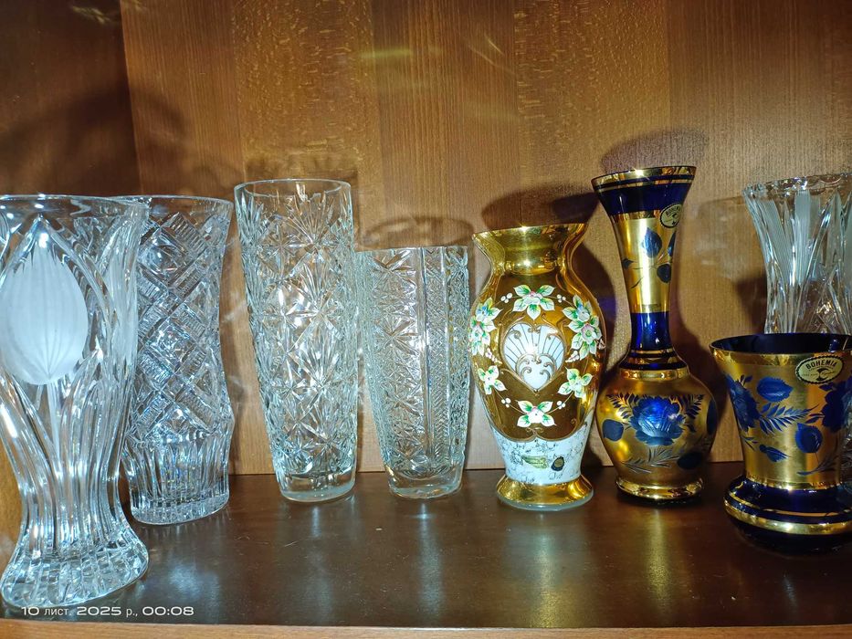Вазы для цветов. Хрусталь СССР, Чехия.