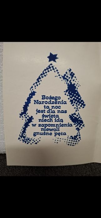 Solidarność kartka bożonarodzeniowa z życzeniami z lat 80tych
