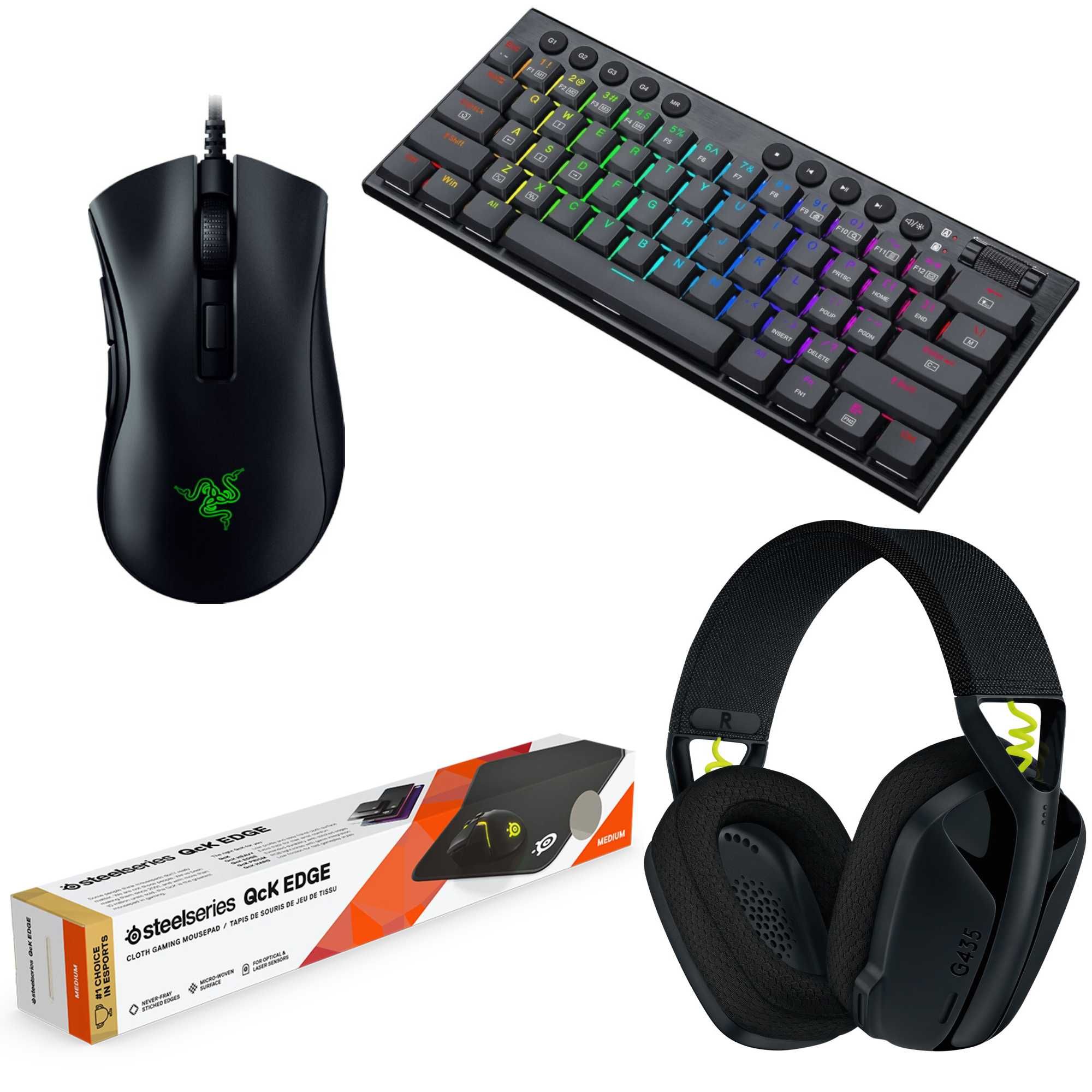 Redragon Horus Mini +Steelseries QcK Edge +Logitech G435+DeathAdder V2
