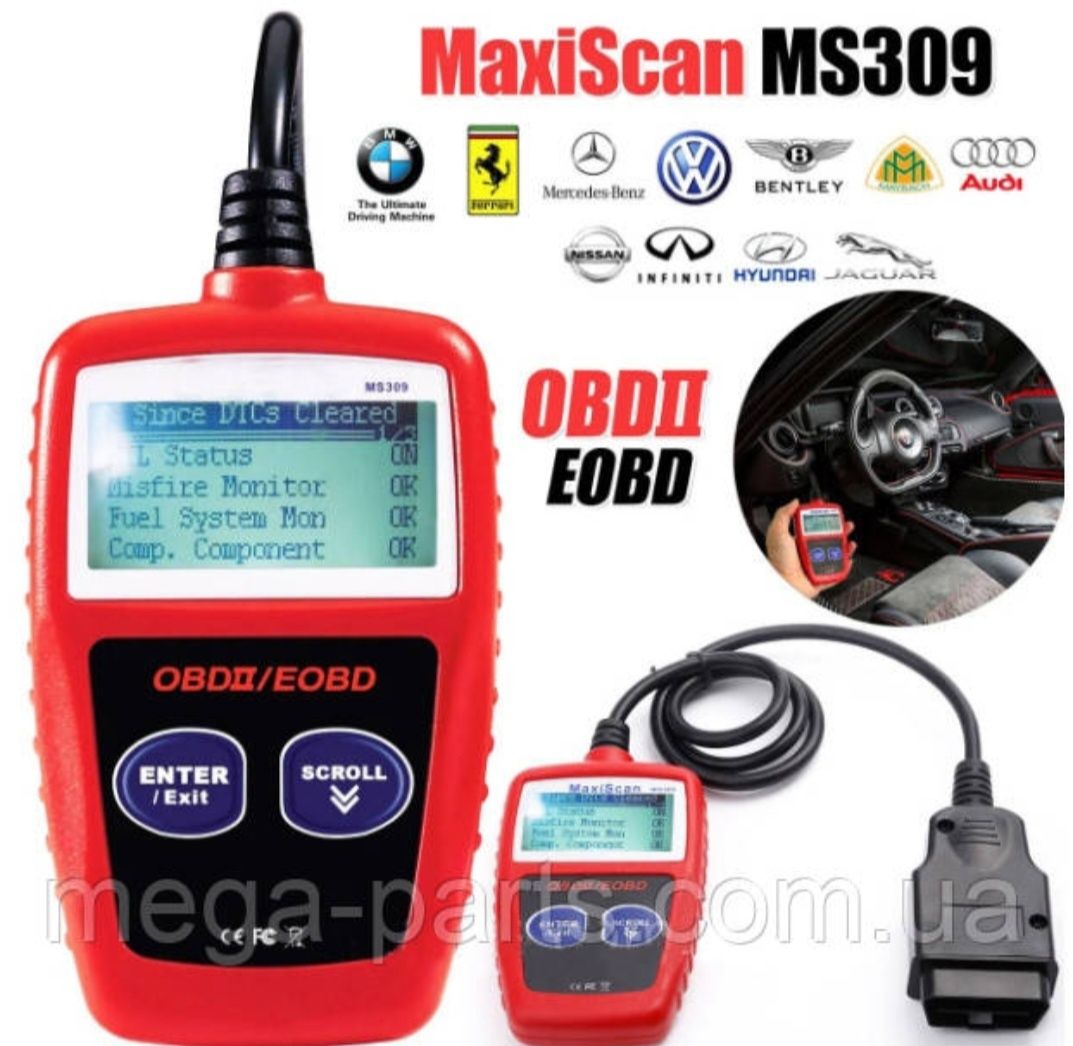 MS309 – універсальний автомобільний сканер. OBDII/EOBD обд2 з дисплеєм